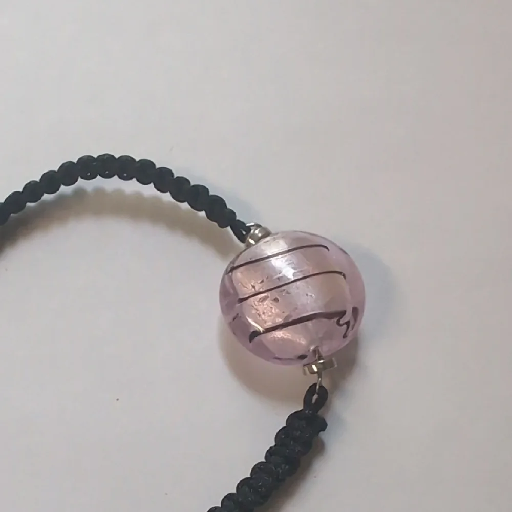 Elegant Black‎ and Pink Beaded Adjustable Slider Bracelet
